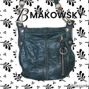 B. Makowsky Forest Green Leather Crossbody Women's Bag